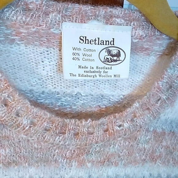 Shetland Scotland Cream Wool Blend Long Sleeves Pullover Sweater UK 46 US 14 - Picture 3 of 10
